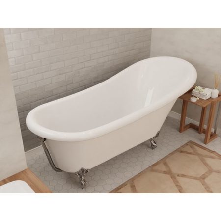 ANZZI Diamante 67.32” Slipper-Style Acrylic Claw Foot Tub in White FT-CF131FAFT-CH
